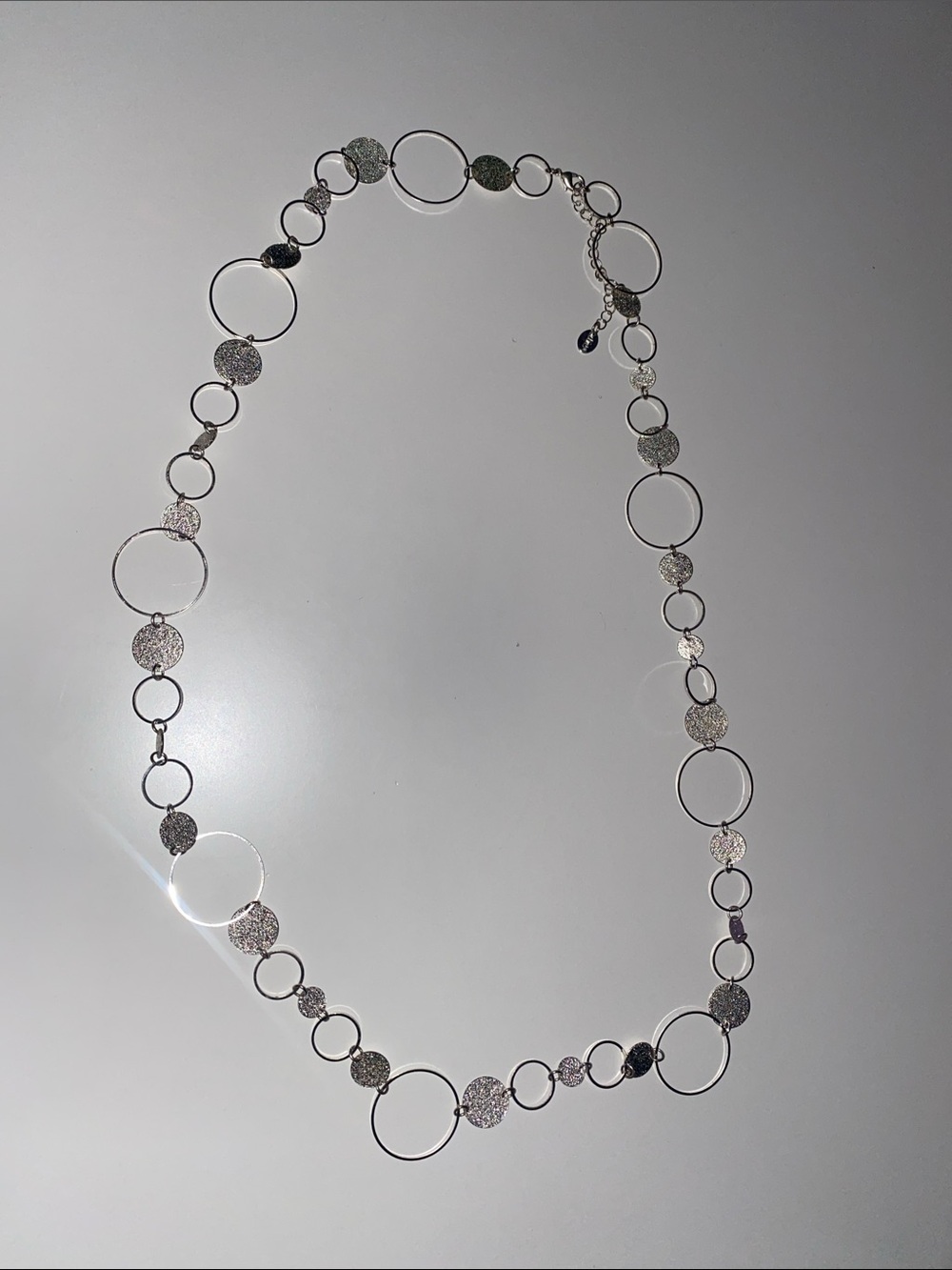Claire’s Long Silver Circle Link Necklace